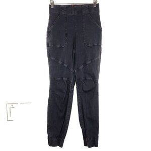 SPANX Stretch Twill Jogger Pant S Gray Slimming Pull On Elastic Zip Ankle 20319R